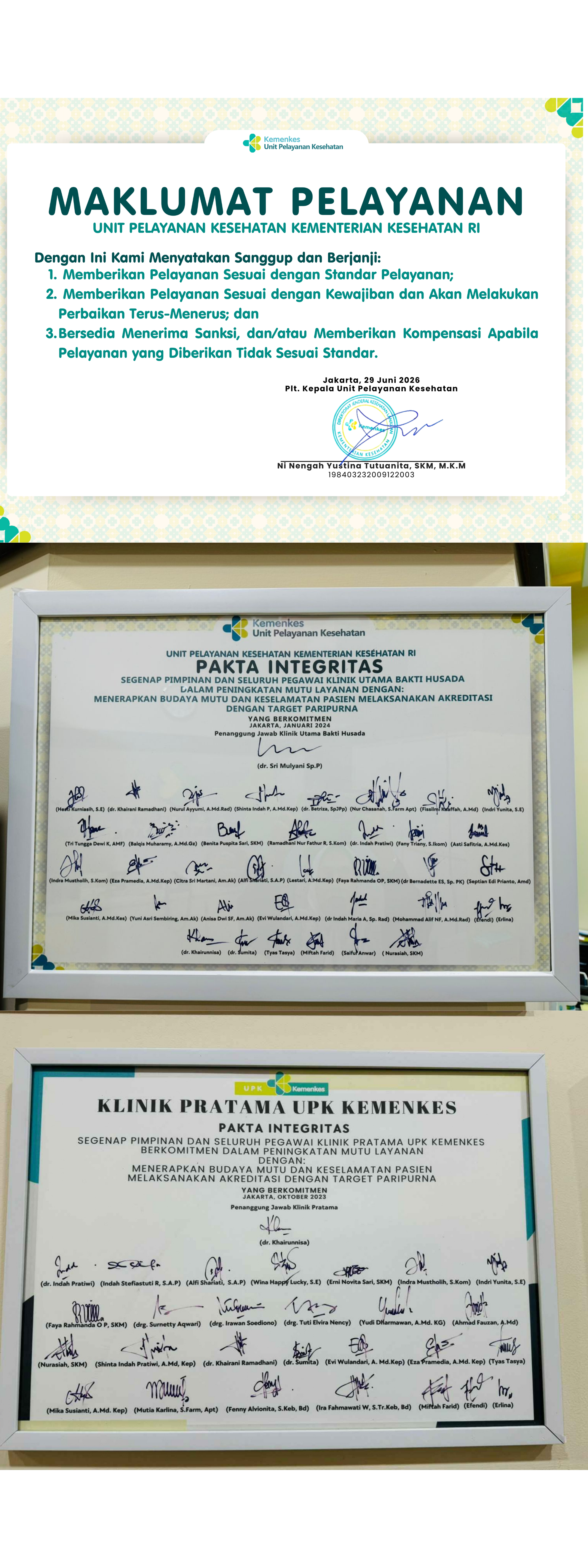 Maklumat Pelayanan dan Pakta Integritas